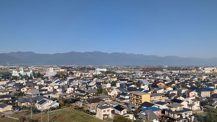晴れた街並みの写真